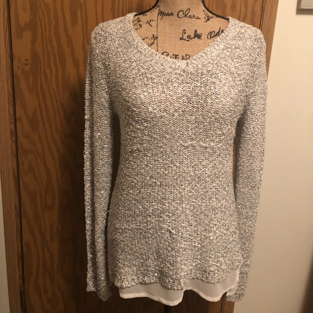 White sparkly sweater
